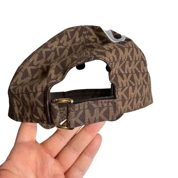 Michael Kors MK Logo Monogram Baseball Cap brown/tan adjustable strap OS - NWT - Picture 3 of 7